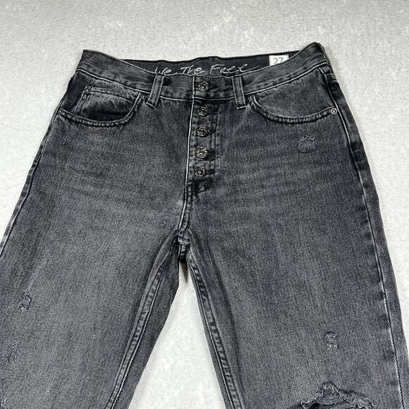 Free People We The Free Jeans Womens 27 BlackHigh-Rise Skinny Distressed Raw Hem - Picture 2 of 10